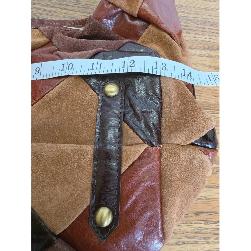 Lodis Piece Train Hobo Bag Patchwork Suede Genuine Leather NWT